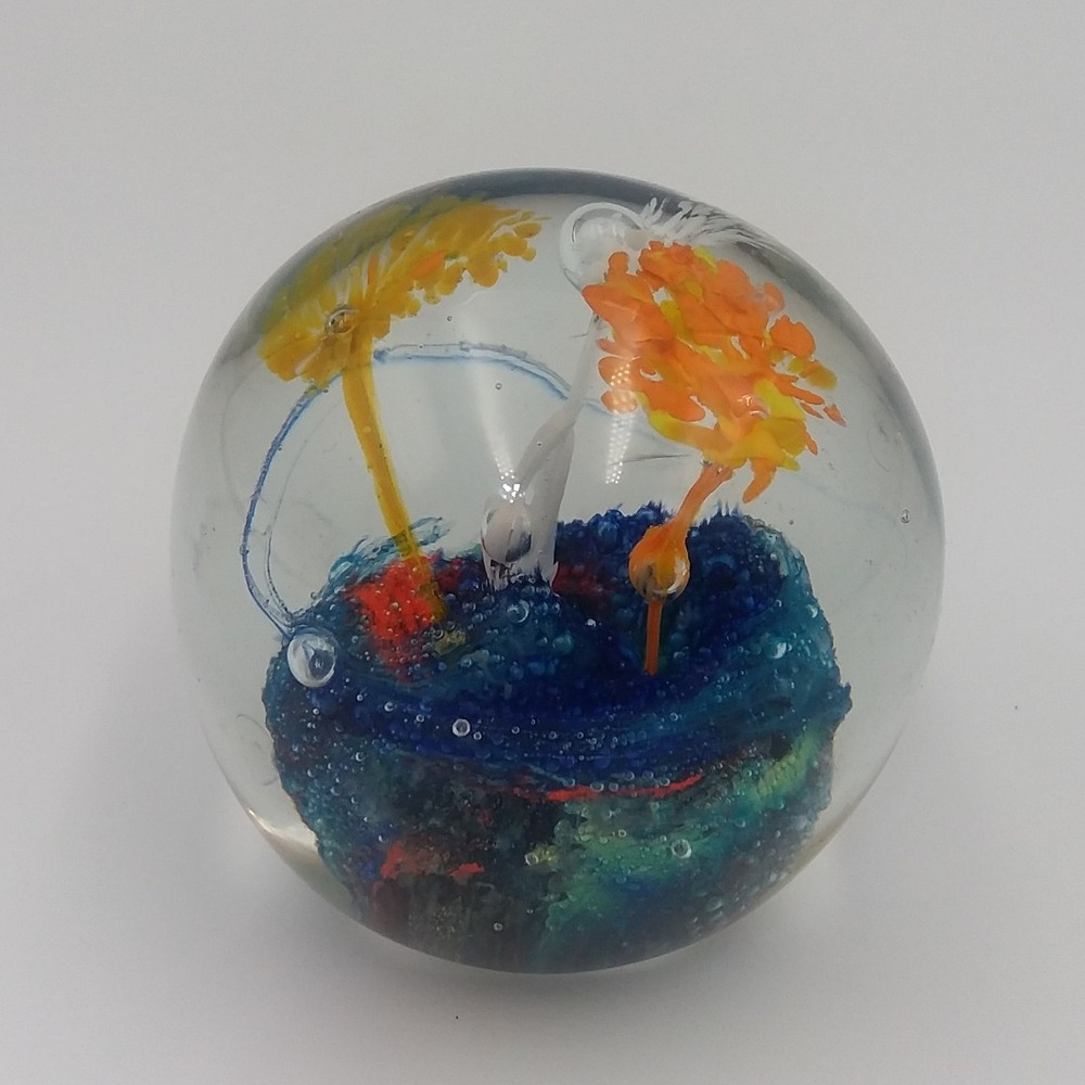 Art Glass Paperweight Floral Design Colorful Home Decor Office‎ Desk Decor - Picture 5 of 7